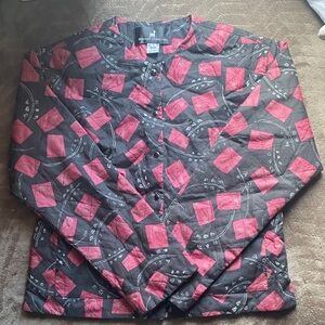 Peruvian Connection Black and Pink Geometric quilted Jacket
